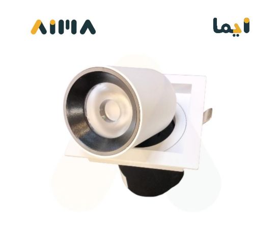 صورة سبوت لايت جرم أبيض + داخلي أسود + أصفر ليد غاطس متحرك مربع مفرد