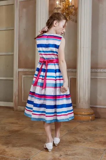 صورة فستان بناتي كاجول مقلم