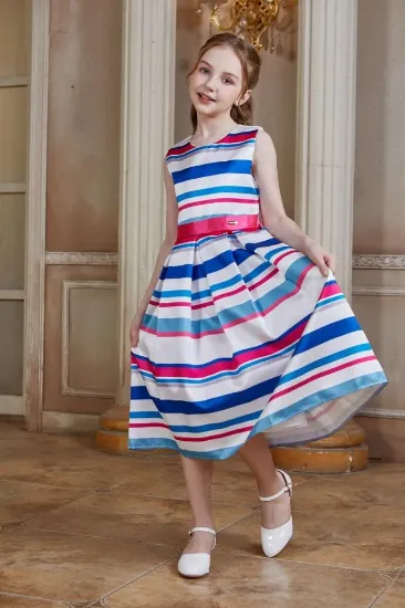 صورة فستان بناتي كاجول مقلم