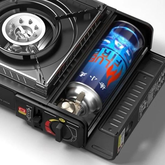 صورة موقد عاز محمول للرحلات والتخييم مع حقيبة